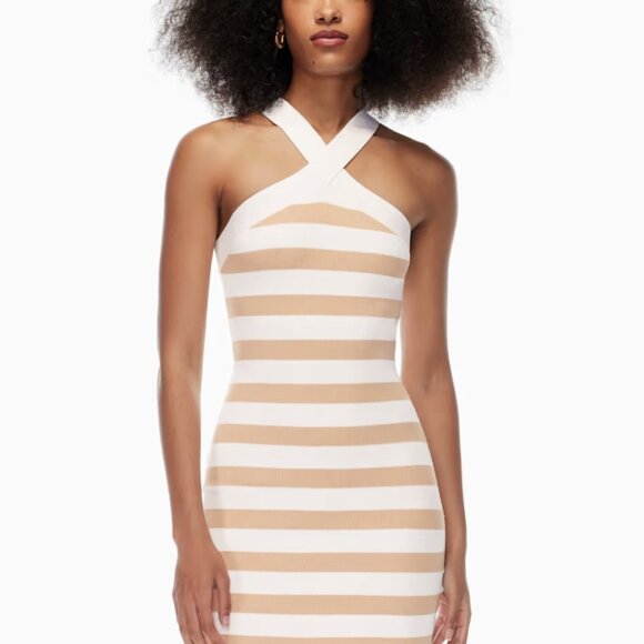 Blue and White Striped Halter Dress - Picture 2 of 3